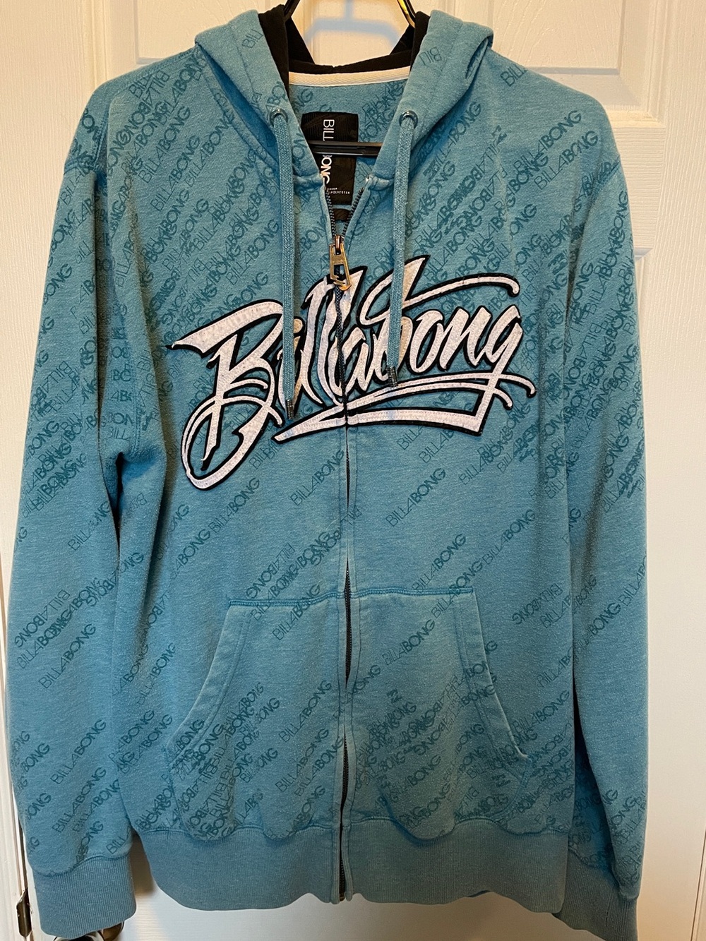 Billabong Light blue/teal Logo Zip Hoodie